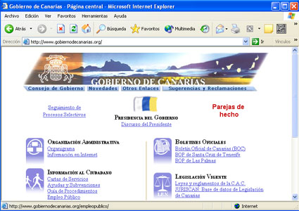 web en el navegador Internet 
Explorer