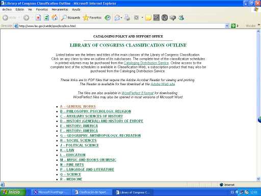 Library of Congress Classification Outline