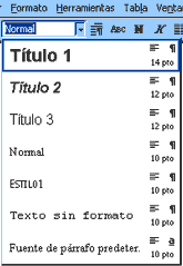estilos en un procesador de textos