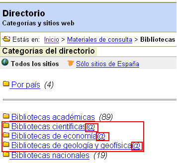 Categorías Yahoo